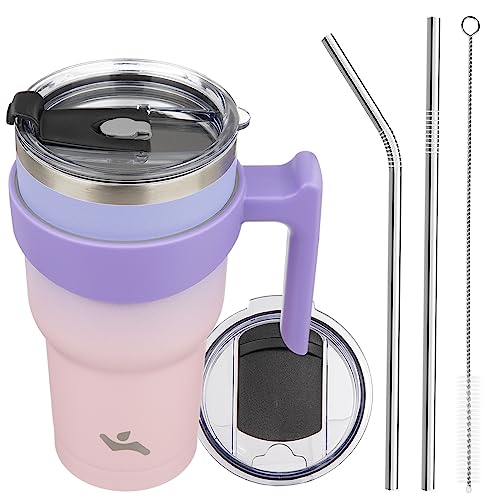 Image of Konokyo 30 oz Tumbler with Handle and Straw, Insulated Travel Mug