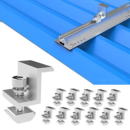 12 Stück Solarmodul Halterung Endklemme Kit, 30mm Verstellbar Solar Panel Endklemmen Randklemme, Z Photovoltaik Halter Endklemmen, Alu Befestigung Solarmodul für Solarpanel Montage (30mm) Cover