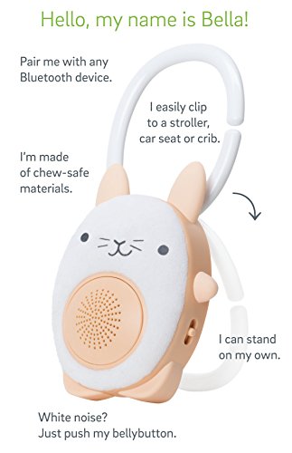 WavHello Portable Baby Sleep Soother - Rechargeable Bluetooth Noise Machine Travel Sound Speaker Great for Cribs, Strollers, Car Seat and More - Bella The Bunny Soundbub, White - Thumbnail 3