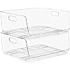Sorbus Stackable Storage Bins Open Front - Clear Storage Bins - Pantry Bins for Storage and Organization - Acrylic Stackable Bins for Kitchen - Clear Pantry Organizer Bins (Large 2 Pack)