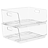 Sorbus Stackable Storage Bins - Clear Open Front Pantry Organizer for Kitchen Organization - Acrylic Bins (Large 2 Pack)