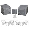 Baner Garden Patio Furniture Covers,Outdoor Furniture Cover Waterproof,Patio Furniture Set Covers for 3 Piece Outdoor Bistro,Patio Sofa Covers Set for 2 Chairs and Coffee Table,Grey