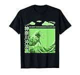 Big Wavy Japanese Green Color Graphic T-Shirt