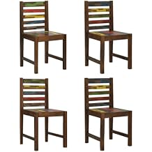 4 Pcs Rustic Dining Chairs, Farmhouse Dining Chair, Kitchen Chair, Wooden Dining Room Chairs, Kitchen Armless Dining Chairs, Solid Reclaimed Wood,-176