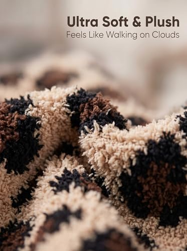 Image of Tipi Toe Womens Fuzzy Crew Socks with Anti Slip Grips Warm Cozy Fluffy Winter Slipper Socks Non Skid Home Socks for Women