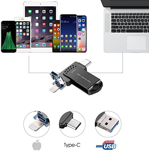 USB Flash Drive 512GB USB C Memory Stick iOS 3in1 for Phone Photo Stick External Drive 512G Richwell Compatible i-Phone Pad iOS Mac Android USB C and Computer Black DD512G