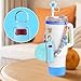 Mity rain Cup Accessories for Stanley Cup 30oz 40oz Tumbler with Handle, Including Water Bottle Handle Strap, Chapstick Holder, Boot, Keychain Charms, Straw Topper Cover Cap for Stanley (Blue)