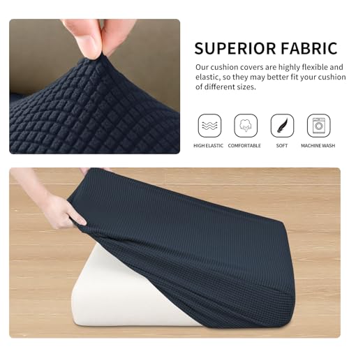 Image of Easy-Going Stretch 3 Pieces Oversized Couch Cushion Cover for Sofa Seat