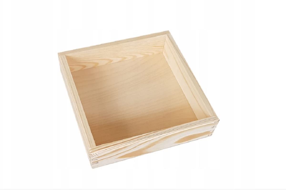 POLART Wooden Tray for decoupage or Resin Work Natural Wood 20 x 20 x 4.5 cm = 8 x 8 x 1.8 inches