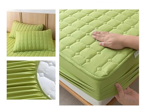 Drap housse imperméable 90x200 vert uni Beydodo pour matelas épais - 4