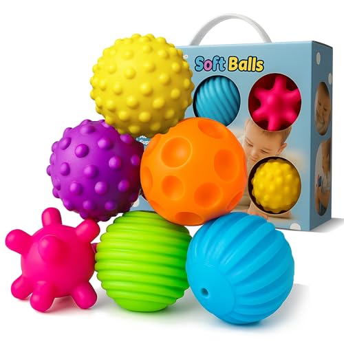 ROHSCE Baby Textured Multi Sensory Toys Massage Ball Gift Set BPA Free for Toddlers 1-3 Soft Balls Montessori Infant Baby Toys 6 to 12 Months 6 Pack