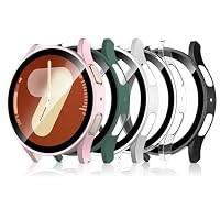 Simpeak 5-Stück Schutzhülle Kompatibel für Samsung Galaxy Watch 7 40mm, Displayschutz PC Harte Hülle, Schutz Zubehör für Watch 7, Kratzfest Gehäuse, Klar, Schwarz, Titangold, Roségold, Dunkelgrün