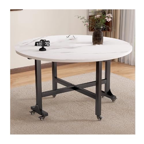 Versátil mesa redonda plegable de 160 cm, mesa de comedor expandible para niños, diseño moderno blanco, ideal para cocina, sala de estar y reuniones, ahorra espacio