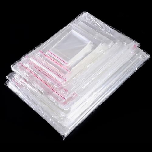 RUBY Transparente Zellophanbeutel aus Kunststoff, mit Klebeverschluss 200 Stück (8 x 12 cm)