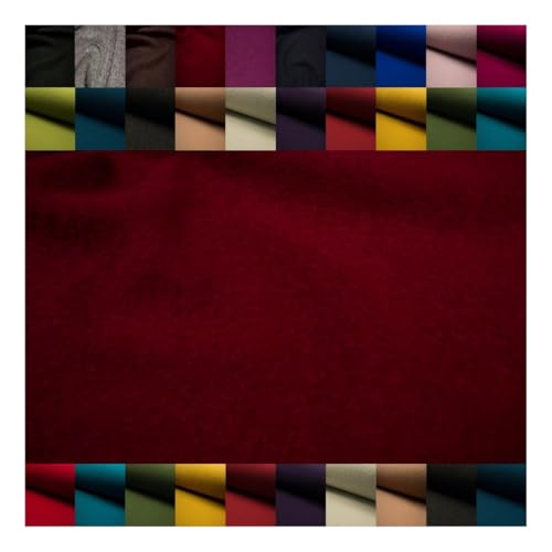 Fabrics-City Dunkelrot Walkloden Stoff 620g 100% Schurwolle Wollwalk, Winterstoff, Mantel- & Jackenstoff, gekochte Wolle für Nähen, Wintermäntel, Loden 2448