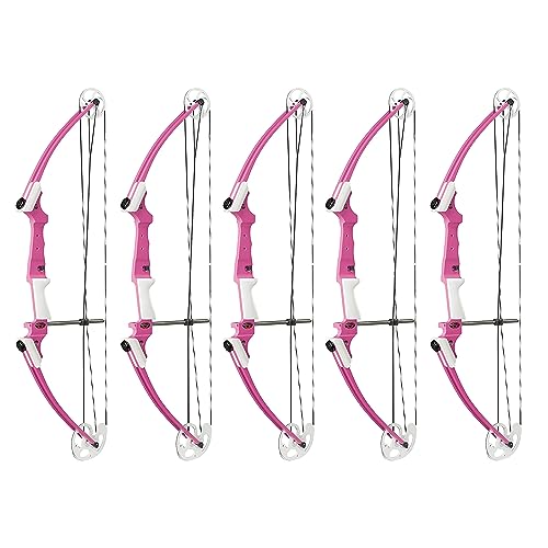Genesis Archery Compound Bow w/Adjustable Draw Length from 15-30 Inches & Adjustable Draw Weight Range of 10 to 20 Pounds, Left-Handed, Pink (5 Pack)