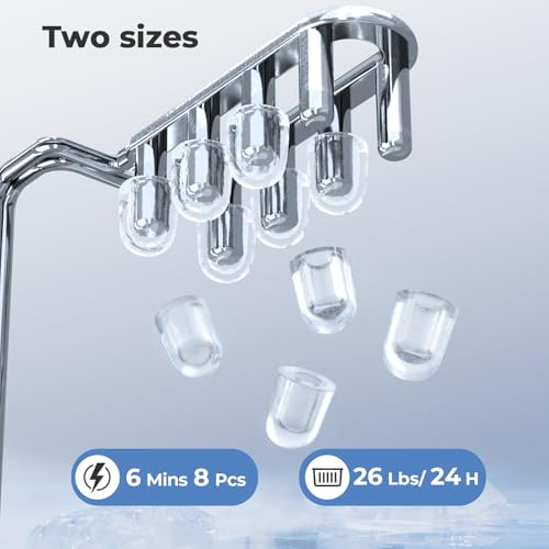 Portable Ice Makers Countertop, 26 lbs/24H,Bullet Ice in 6 Mins, Small Ice Machine with Handle,Scoop,Basket & self-Cleaning, 2 Sizes for Drinks/Seafood, Ideal for Home, Party, RV, Camping