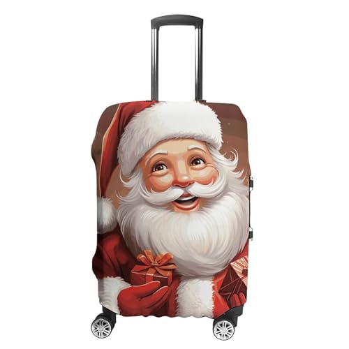 Santa Claus Xmas Gifts Luggage Cover, Washable Elastic Suitcase Cover Protector Fit 18-32 Inch Luggage