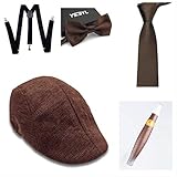 thematys® Al Capone Panamahut Gatsby Mafia Gangster 1920s 20er Jahre Kostüm Set Damen Herren Karneval Halloween Fasching Junggesellenabschied Hut + Fliege + Krawatte + Hosenträger - 20er Jahre (8)