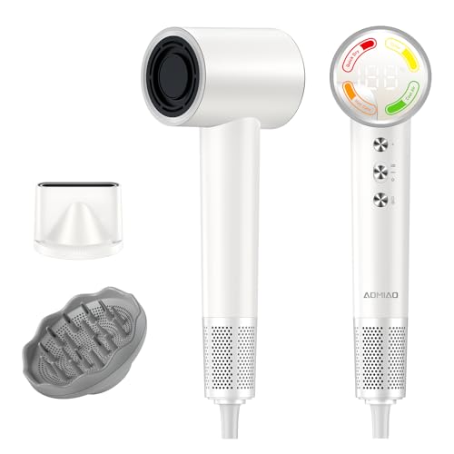 Image of High-Speed Hair Dryer with Diffuser, Ionic Blow Dryer, White | 160,000 RPM Brushless Motor, 500 Million Negative Ions, Prevents Overheating, 59dB Low Noise, For Curly Hair, Travel Compact