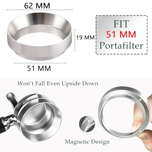 Image of Gozaqe 51mm Espresso Dosing Funnel,Coffee Powder Ring,Coffee Accessories | Stainless Steel Coffee Dosing Ring,Prevent Ground Coffee from Spilling