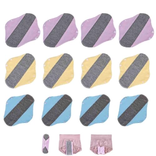 12 Pcs Reusable Leak-Proof Waterproof Washable Incontinence Pads for Women,Pure Cotton & Bladder Leak Protection,Cloth Menstrual