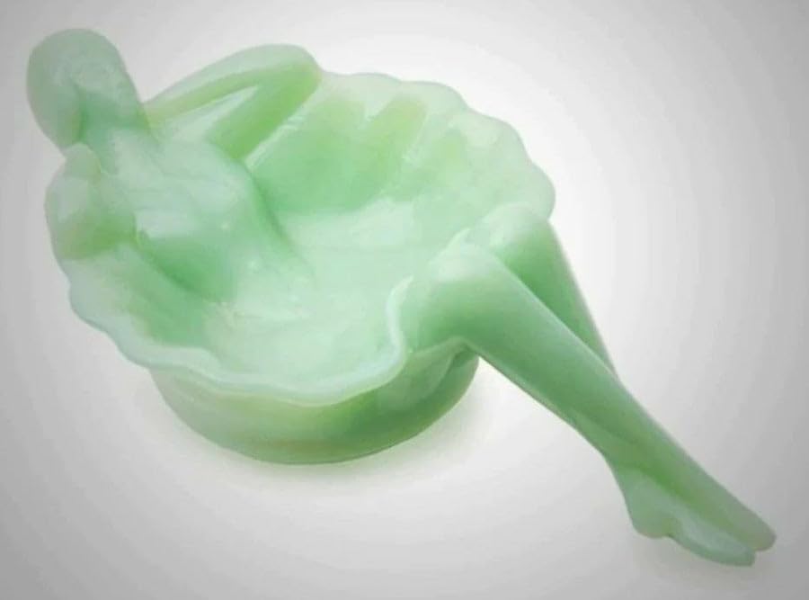 Ballerina Mint/Soap Dish - Art Deco - Original Westmoreland Glass Mould - American Made - Mosser Glass USA (Jade)