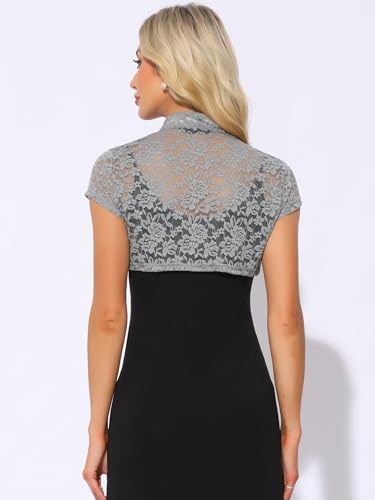 Image of Allegra K Women's Lace Cardigan Stand Collar Short Elegant Shrug Open Front Cropped Bolero Cardigan
