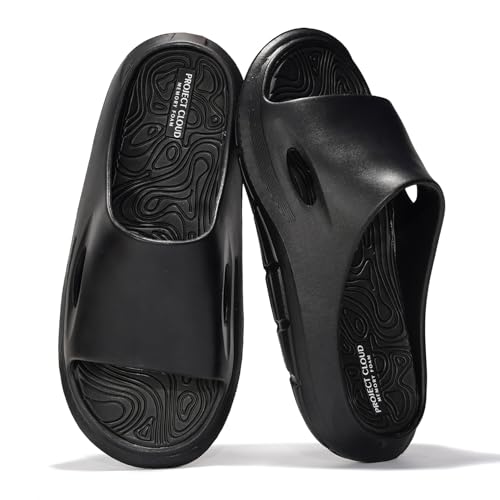 Project Cloud Mens Sandals - Lightweight and Flexible EVA Recovery Slides for Men with Ultra Bouncy Latex Insole - Comfortable Water Resistant Slippers for Men Footwear (Dean)
