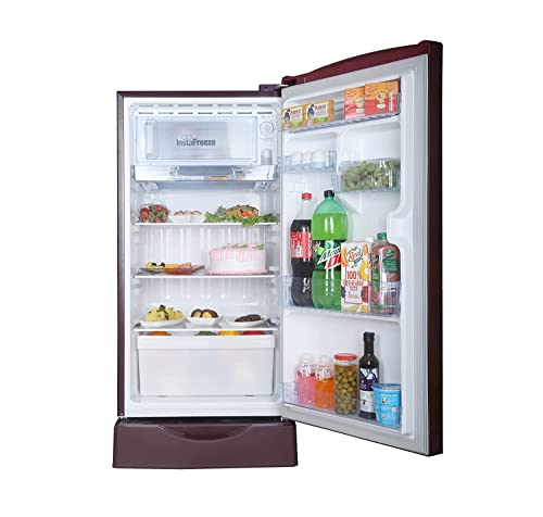 Image of LLOYD 195 L 5 Star Base Stand Inverter Direct Cool One Door Refrigerator Appliance (GLDF215SS1LC, Gardenia Wine)