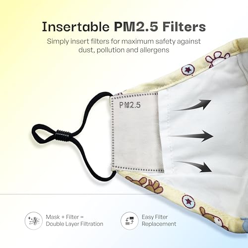 Image of atovio Nova N99 Anti-Pollution Face Mask with 8 Replaceable Carbon Filters for Kids, Washable & Reusable Respirator Mask with Breathable Air Valve for Children|6 Layer Filtration