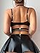 Gulinala Women Sexy Leather Lingerie Set Choker Chain Mini Lingerie Dress Strappy Bra Skirt Outfits(Black XX-Large)