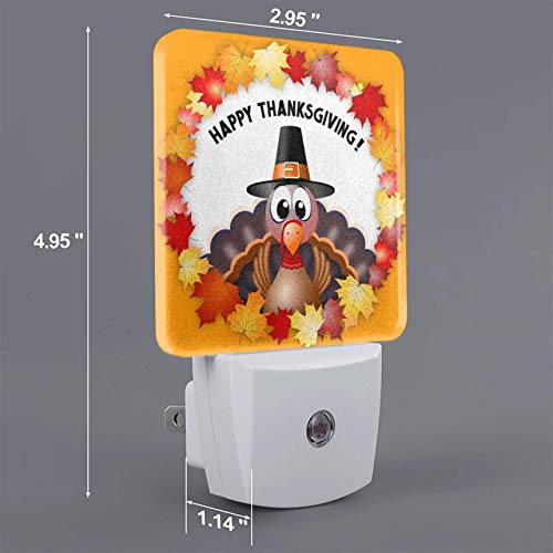 Msguide Thanksgiving Turkey Maple Leaf Night Light 2 Pack, Plug-In Led Nightlights Auto Dusk-To-Dawn Sensor Lamp For Bedroom, Bathroom, Toilet, Stairs, Kitchen, Hallway, Kids, Adults #TOP1
