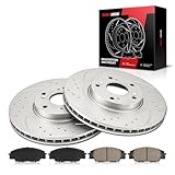 Front Brake Kit, Drilled and Slotted Brake Rotors Ceramic Brake Pads for 2006-2011 Honda Civic MUGEN Si/Si, 2002-2006 Acura RSX Type-S,31347 D829