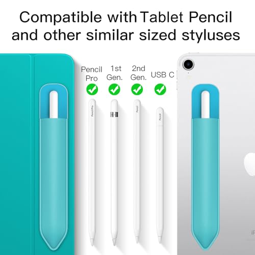 Image of MoKo Adhesive Pencil Case Holder Sticker for Apple Pencil, Cyan Blue
