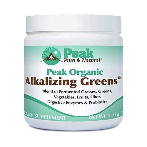 Peak Pure & Natural Peak Organic Alkalizing Greens Support pH Balance and Alkalinity | Superfood Green Drink Powder | Blend of Fermented Grass, Vegetable, & Fruit | Digestive Enzyme & Probiotic Powder