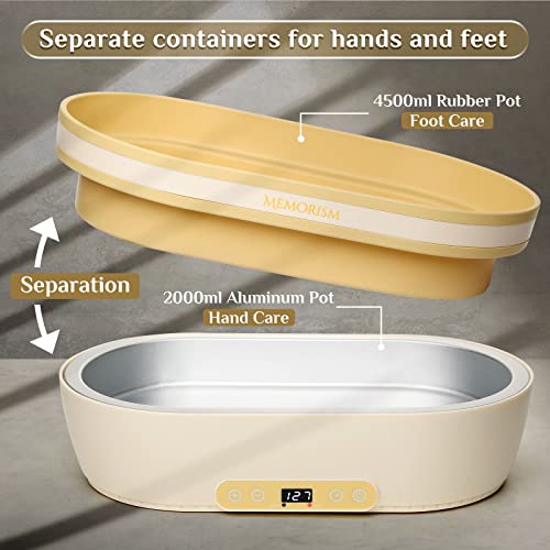 Memorism Paraffin Wax Machine For Hand And Feet, 2000Ml Aluminum Pot For Hands + 4500Ml Rubber Pot For Feet, Touchscreen Paraffin Wax Warmer Includes 3Lbs Wax, Moisturizing Paraffin Spa, Home Wax Kit #TOP2