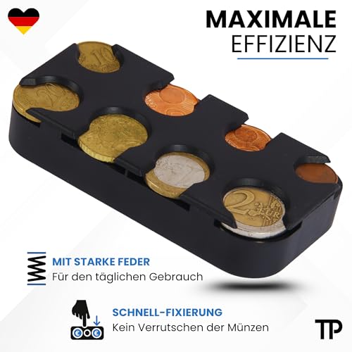Münzbox 2er-Set – Münzsortierer/Kleingeld Sortierer aus Kunststoff – Münzspender Euro für Auto – praktische Münzen Aufbewahrung – Coin Holder aus Kunststoff von 2 Euro bis 1 Cent.