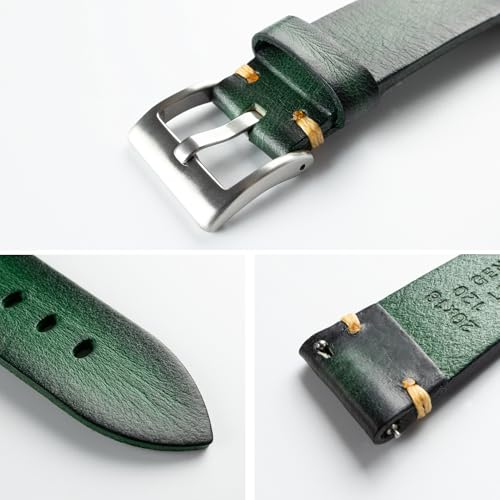 Image of Retro Handmade Watch Band, Quick Release Vintage Leather Watch Strap Replacement,Choice of Width-18mm 20mm 22mm 24mm or 26mm