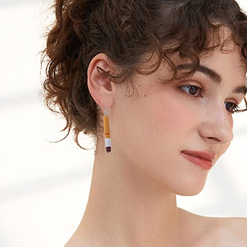 3 Pairs Creative Funny Cigarette Butt Earrings Wacky Lifelike Cigarette Unisex Dangle Cool Punk Halloween Earrings3