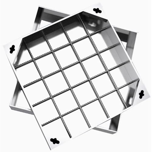 Tapa de registro empotrada con marco de acero galvanizado 90x90 para jardin