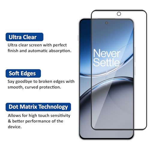 Image of AIBEX Tempered Glass for OnePlus Nord 4 5G / Vivo Y200E 5G / OnePlus Nord 3 5G | 9H Hardness | Anti-Glare & Anti-Fingerprint | Water Resistant | Edge-to-Edge Full Screen Protector | Bubble-Free