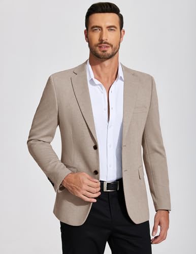 Image of COOFANDY Mens Casual Blazer Knit Sport Coat Lightweight Two Button Suit Jacket