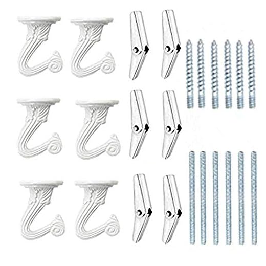LIFEUNITE 6 Sets White Ceiling Hooks for Hanging Plant, Heavy Duty Swag Toggle Hooks with Hardware (White)