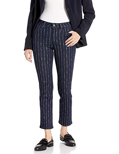 PAIGE Women's Hoxton Transcend High Rise Straight Leg Ankle Trouser, Glitter Stripe, 26