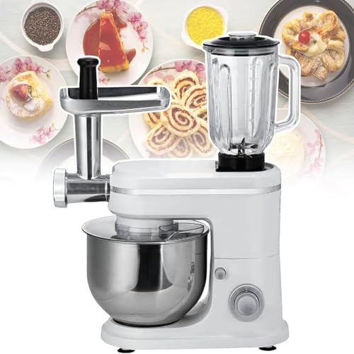 Robot De Cocina Multifuncion 3 en 1, Batidora Amasadora con Función Picadora De Carne y Batidora, 6 Funciones de Regulación y Pulse, kit de Accesorios,8L
