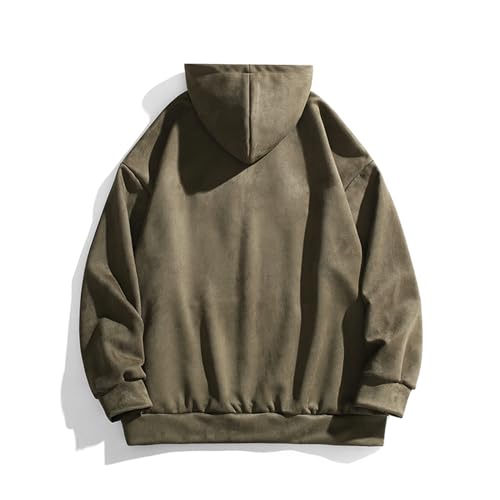PAODIKUAI Men's Hoodies Pullover Suede Loose Fit Casual Long Sleeve Sweatshirts with Pocket2