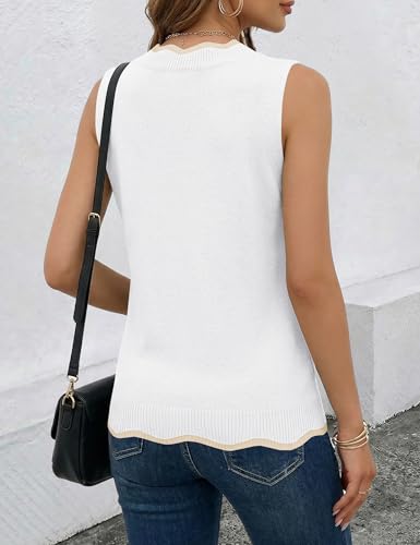 LaGracia Womens Trendy Color Block Summer Tank Tops Camisole Casual Sleeveless Sweater V Neck Pullover Vest Tops Cami 2026 White M — view 4