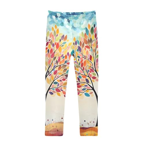 Bolaz Toddler Girls Leggings Printed Yoga Pants Leggings Colorful Leaves Tree for Kids