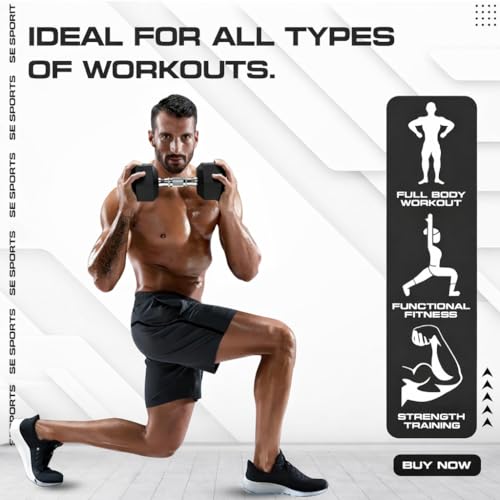Image of Hex Dumbbells, Pair of 2, Rubber Coated Cast Iron, Steel Handle with Textured Grip, Strength Training (HEX DUMBBELLS 5 KG PAIR)